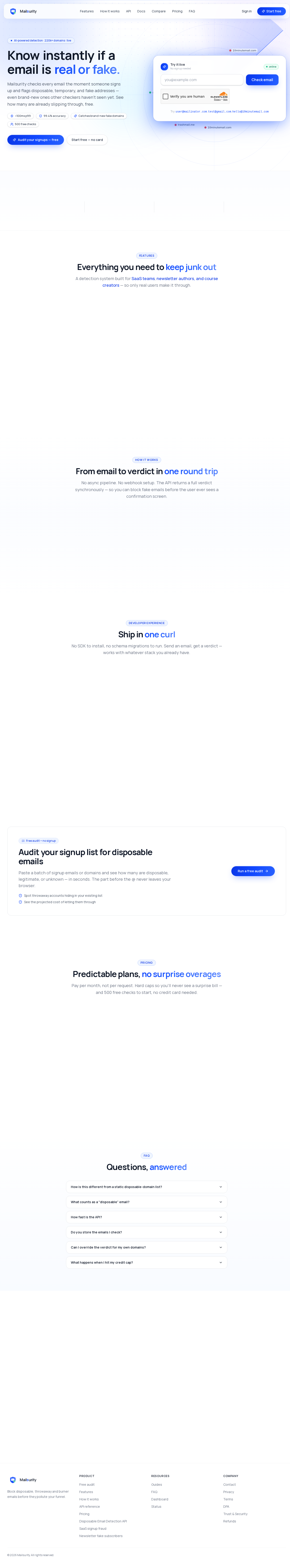 Mailsurity website hero section